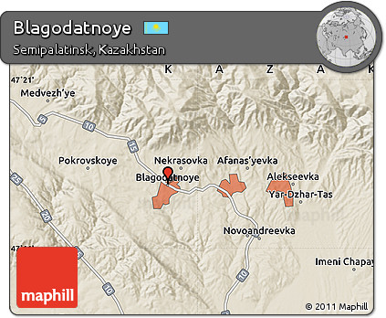 Shaded Relief Map of Blagodatnoye