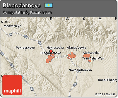 Shaded Relief Map of Blagodatnoye