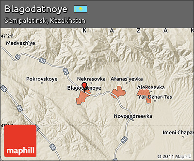 Shaded Relief Map of Blagodatnoye