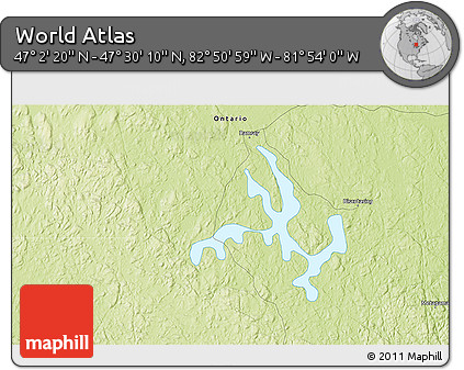 Physical 3D Map of the Area around 47° 16' 15" N, 82° 22' 30" W
