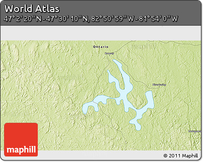 Physical 3D Map of the Area around 47° 16' 15" N, 82° 22' 30" W