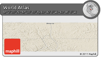 Shaded Relief Panoramic Map of the Area around 47° 16' 15" N, 83° 13' 29" W