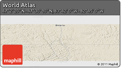 Shaded Relief Panoramic Map of the Area around 47° 16' 15" N, 83° 13' 29" W