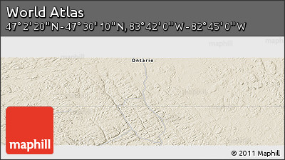 Shaded Relief Panoramic Map of the Area around 47° 16' 15" N, 83° 13' 29" W