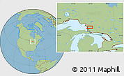 Savanna Style Location Map of the area around 47° 16' 15" N, 84° 4' 29" W