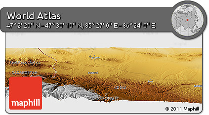 Physical Panoramic Map of the Area around 47° 16' 15" N, 85° 55' 30" E