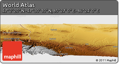 Physical Panoramic Map of the Area around 47° 16' 15" N, 85° 55' 30" E