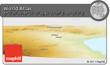 Physical Panoramic Map of the Area around 47° 16' 15" N, 86° 46' 30" E