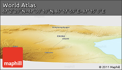 Physical Panoramic Map of the Area around 47° 16' 15" N, 86° 46' 30" E