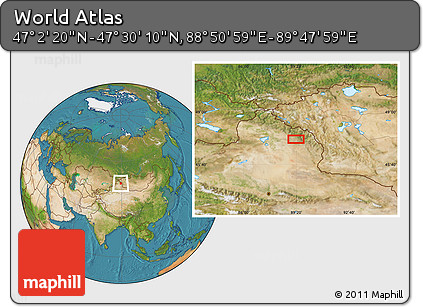 Satellite Location Map of the Area around 47° 16' 15" N, 89° 19' 29" E