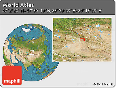 Satellite Location Map of the Area around 47° 16' 15" N, 89° 19' 29" E