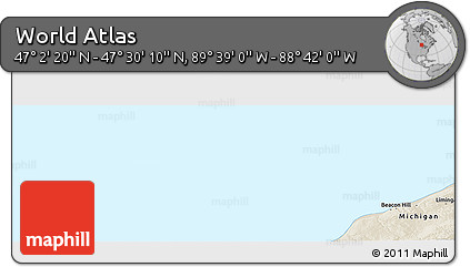 Shaded Relief Panoramic Map of the Area around 47° 16' 15" N, 89° 10' 30" W