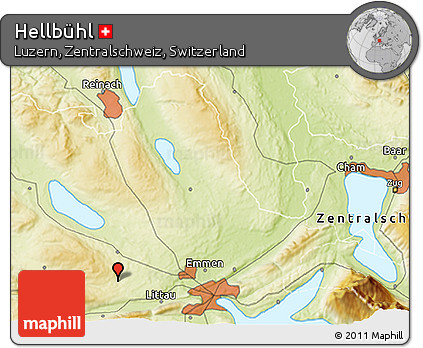 Physical 3D Map of Hellbühl