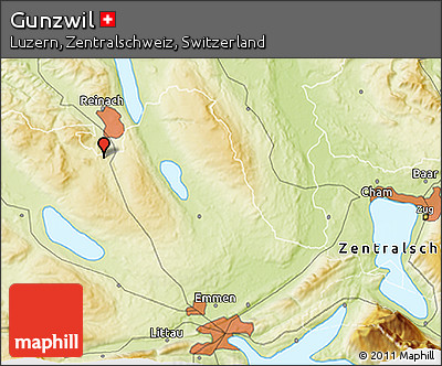 Physical 3D Map of Gunzwil