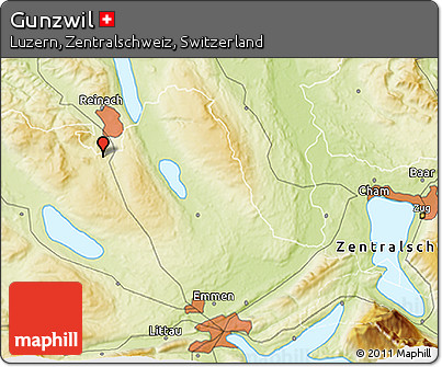 Physical 3D Map of Gunzwil