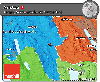Political 3D Map of Aristau