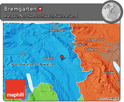Political 3D Map of Bremgarten