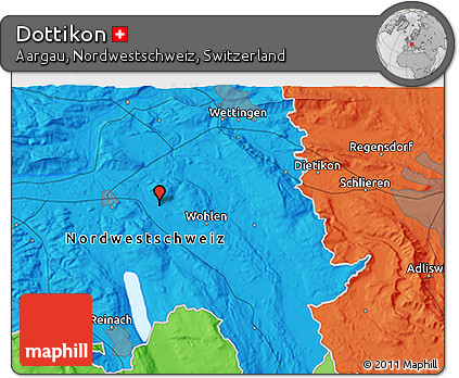 Political 3D Map of Dottikon