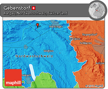 Political 3D Map of Gebenstorf