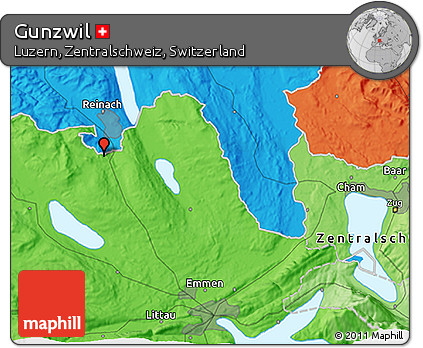 Political 3D Map of Gunzwil