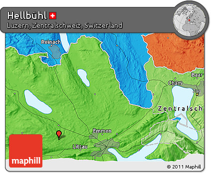 Political 3D Map of Hellbühl