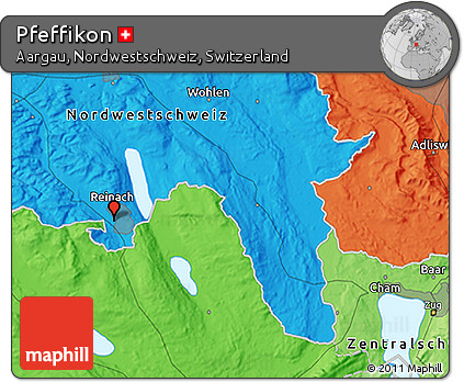 Political 3D Map of Pfeffikon