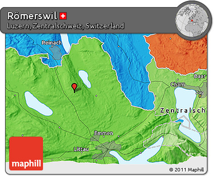 Political 3D Map of Römerswil