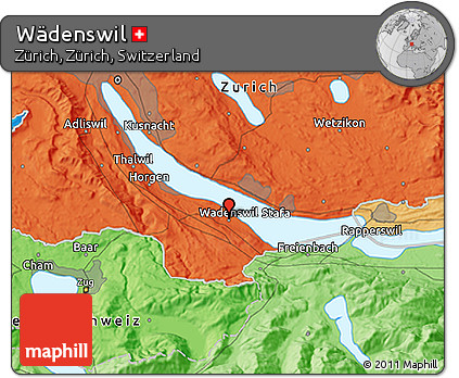 Political 3D Map of Wädenswil