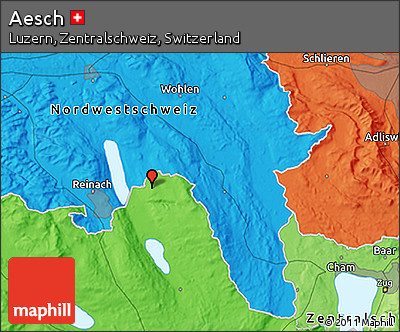 Political 3D Map of Aesch