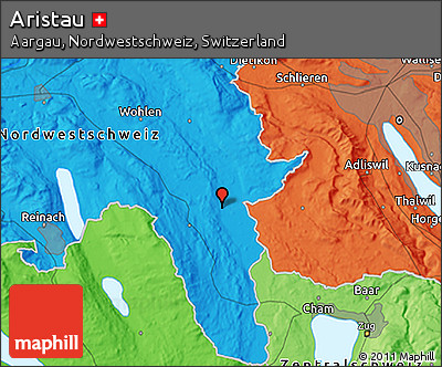 Political 3D Map of Aristau