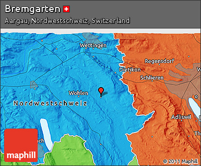 Political 3D Map of Bremgarten