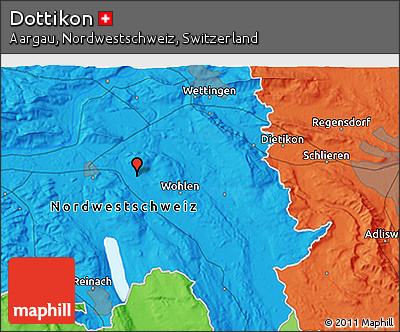 Political 3D Map of Dottikon