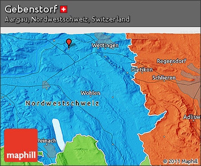 Political 3D Map of Gebenstorf