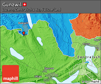 Political 3D Map of Gunzwil