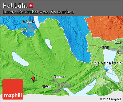 Political 3D Map of Hellbühl