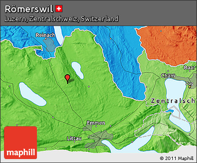 Political 3D Map of Römerswil