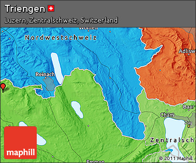 Political 3D Map of Triengen