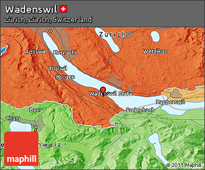 Political 3D Map of Wädenswil