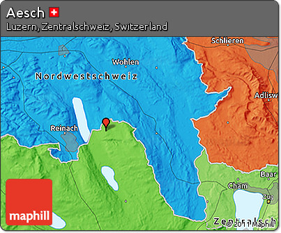 Political 3D Map of Aesch