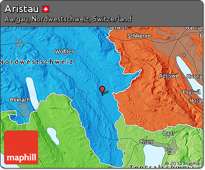 Political 3D Map of Aristau