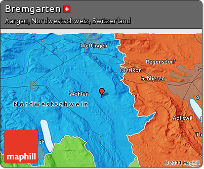 Political 3D Map of Bremgarten