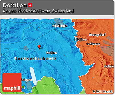 Political 3D Map of Dottikon