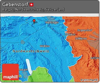 Political 3D Map of Gebenstorf