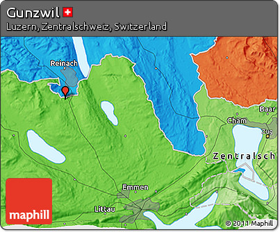 Political 3D Map of Gunzwil