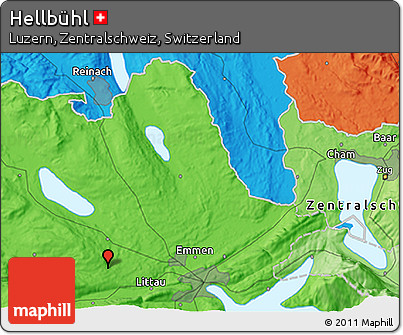 Political 3D Map of Hellbühl