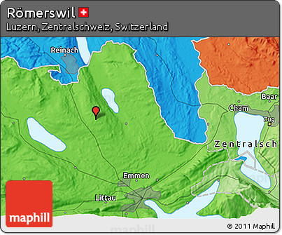 Political 3D Map of Römerswil