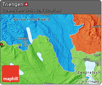 Political 3D Map of Triengen