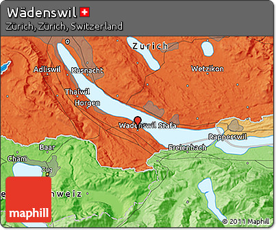 Political 3D Map of Wädenswil