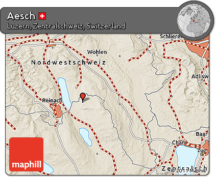 Shaded Relief 3D Map of Aesch