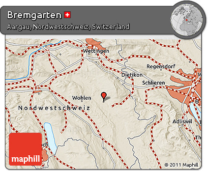 Shaded Relief 3D Map of Bremgarten
